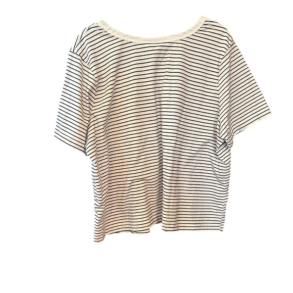 Mohnton Made Scoop Neck Boxy Tee White/Black Stripes Size 2X - Picture 3 of 9